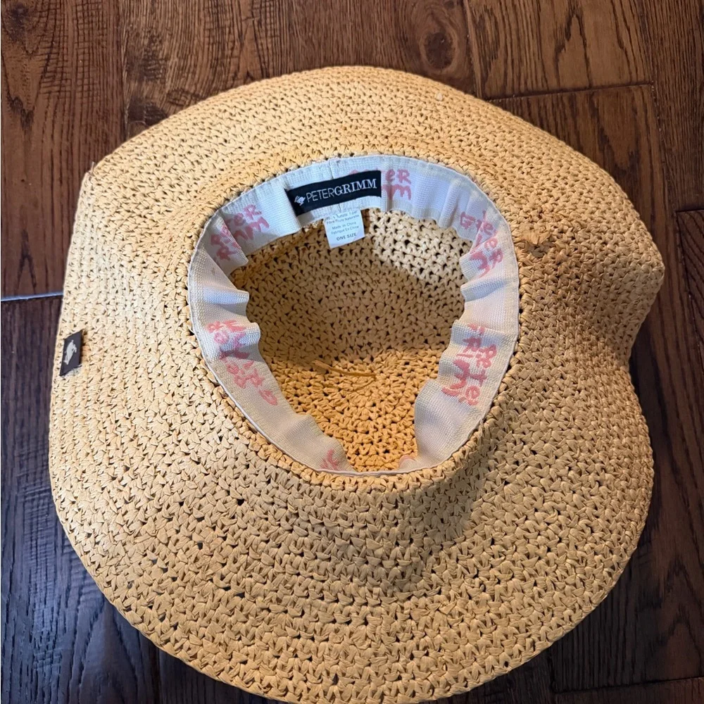 PETER GRIMM Straw Sun Hat with White Ribbon